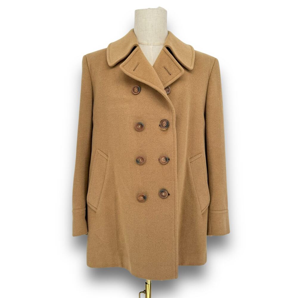 Vintage Aquascutum London Double Breasted Wool Pea Coat Flannel Lining Men's 42R